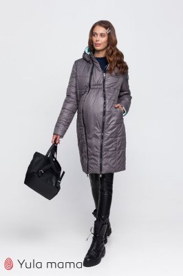 Двостороннє пальто для вагітних Kristin сірий з м&#039;ятою