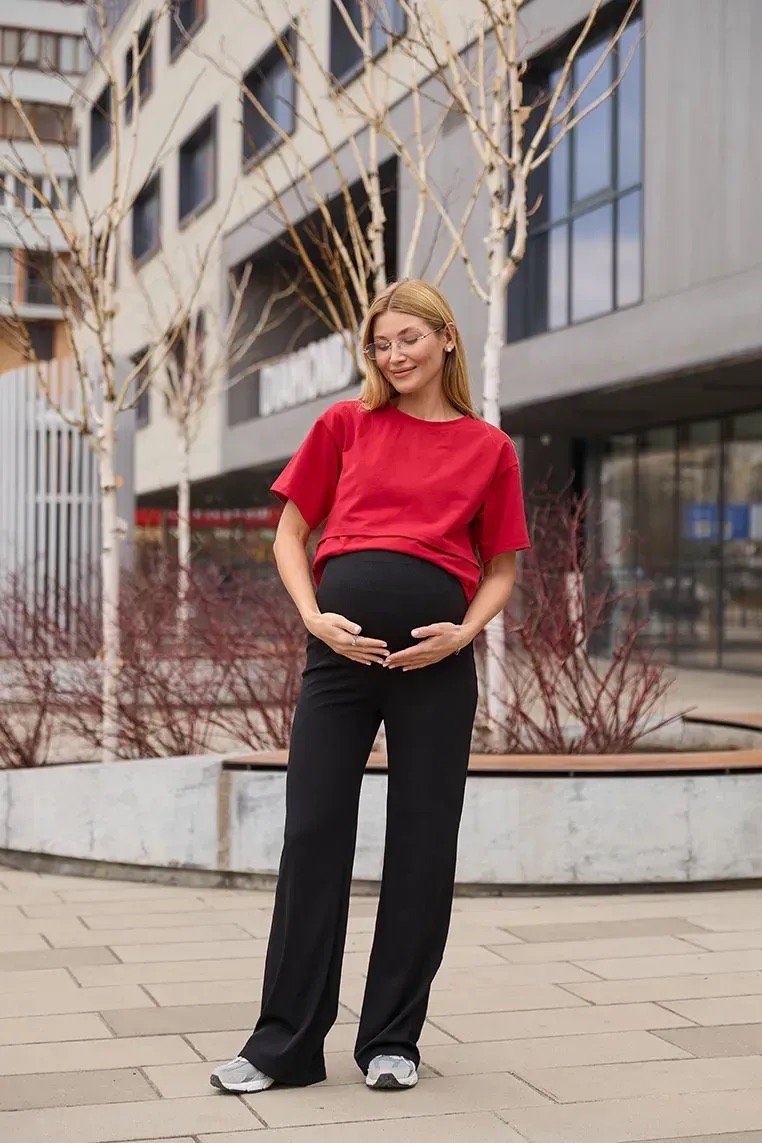 Брюки в рубчик для вагітних чорні - Richmond Summer