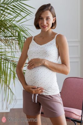 Хлопковые шорты для беременных и кормящих Tammy капучино