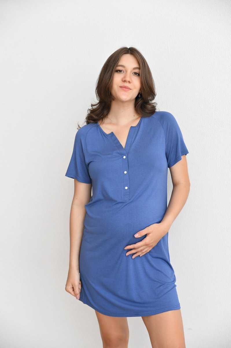 Ночная рубашка 24190 для беременных и кормящих Lazy индиго