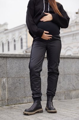 Теплі штани з плащової тканини Alesund для вагітних - чорні