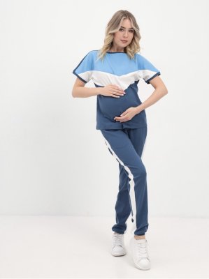 Спортивний літній костюм для вагітних та годуючих July синій
