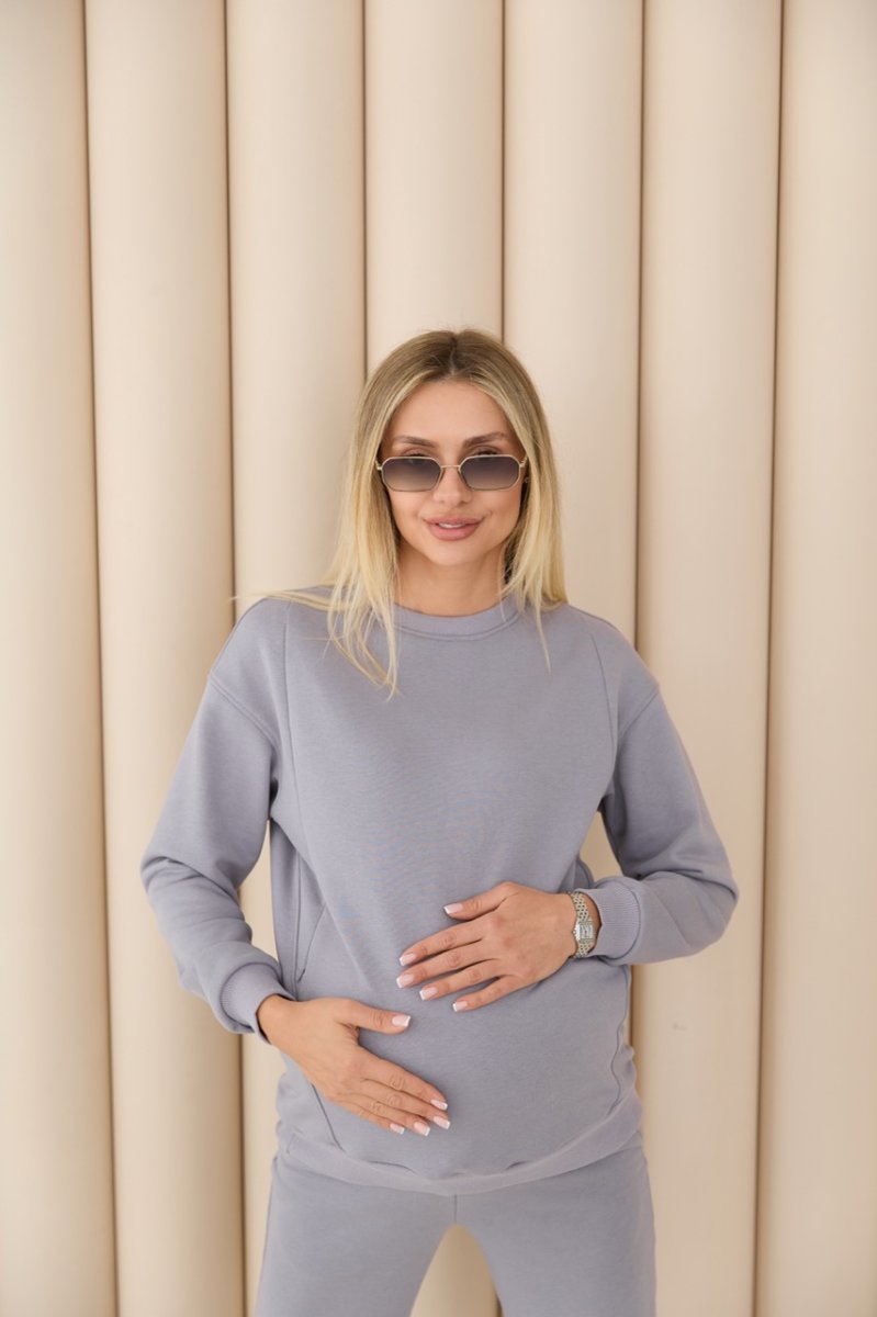 Свитшот для беременных и кормящих (деми) Berlin серо-сиреневый