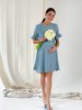 Платье для беременных и кормящих мам 4249754 серо-голубое