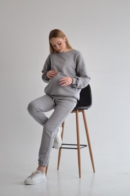 Спортивний костюм для вагітних та годуючих DM-22 сірий