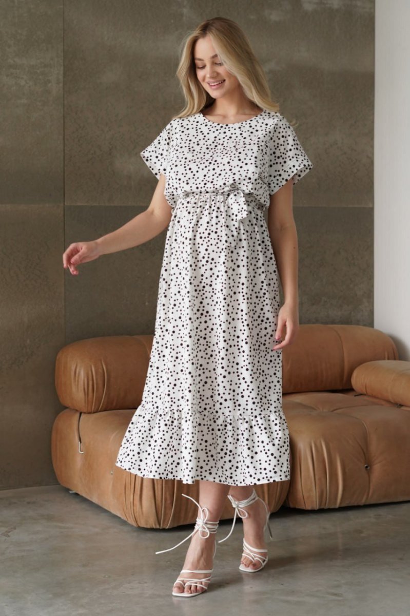 Трикотажное платье для беременных и кормящих 4337768 белое
