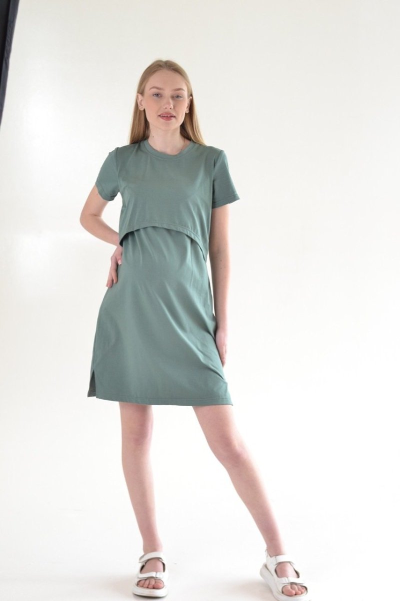 Сукня-футболка для вагітних та годуючих DM-32 оливка