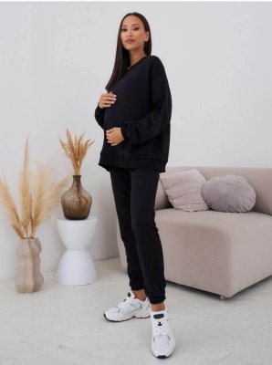 Спортивний костюм для вагітних та годуючих DM-19 чорний