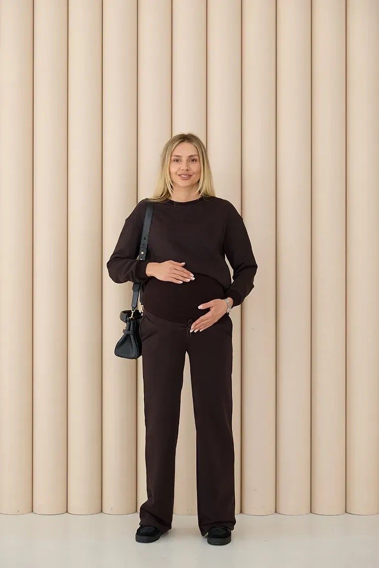 Спортивні штани палаццо для вагітних (демі) Denver - шоколадний