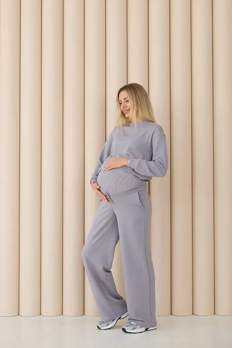 Спортивні штани палаццо для вагітних (демі) Denver - сіро-бузковий