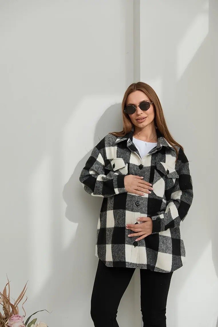 Куртка-рубашка для беременных и кормящих в клетку Monaco черный